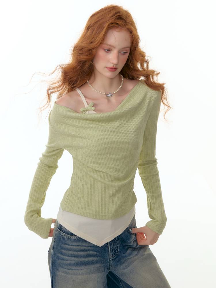 Slim Fit Top Long Sleeve Knit T-Shirt【s0000014354】