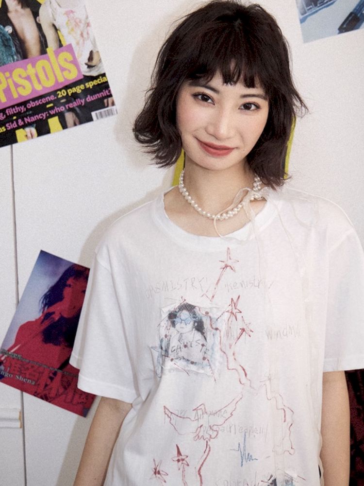 Loose short-sleeved splicing wind top【s0000012277】