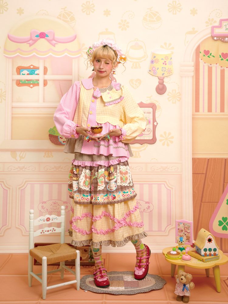 Dress Collar Design Pink Yellow Shirt【s0000013699】