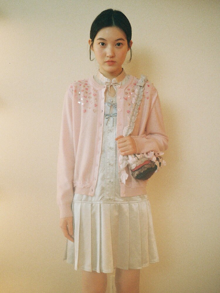 Cashmere Beaded Floral Cardigan【s0000016111】