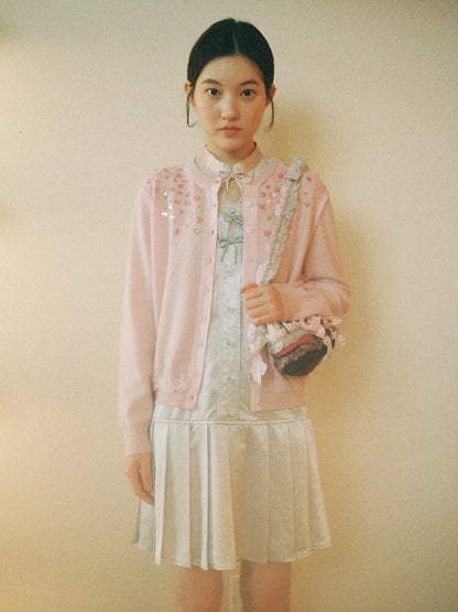 Cashmere Beaded Floral Cardigan【s0000016111】