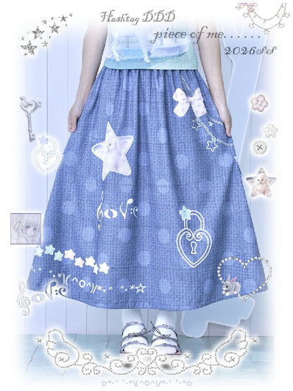 Faux Linen Polka Dot A-Line Skirt【s0000017131】