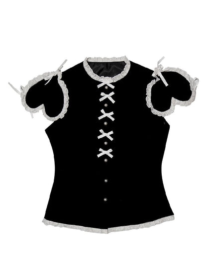 Removable Sleeve Love Velvet Top Jacket【s0000011338】