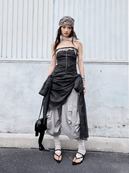 Romantic Lace-Up Bow Bandeau Top【s0000016866】