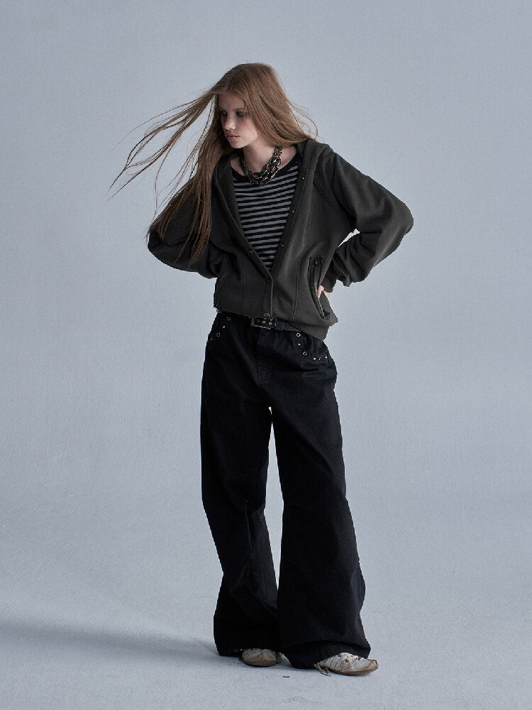 Terry Hooded Split Loose Sweatshirt【s0000018468】