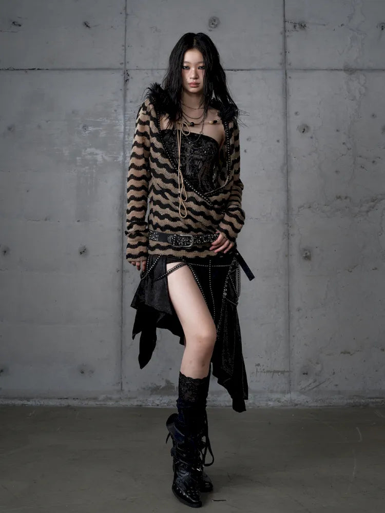 Two-Piece Set Striped Knit Top【s0000013953】