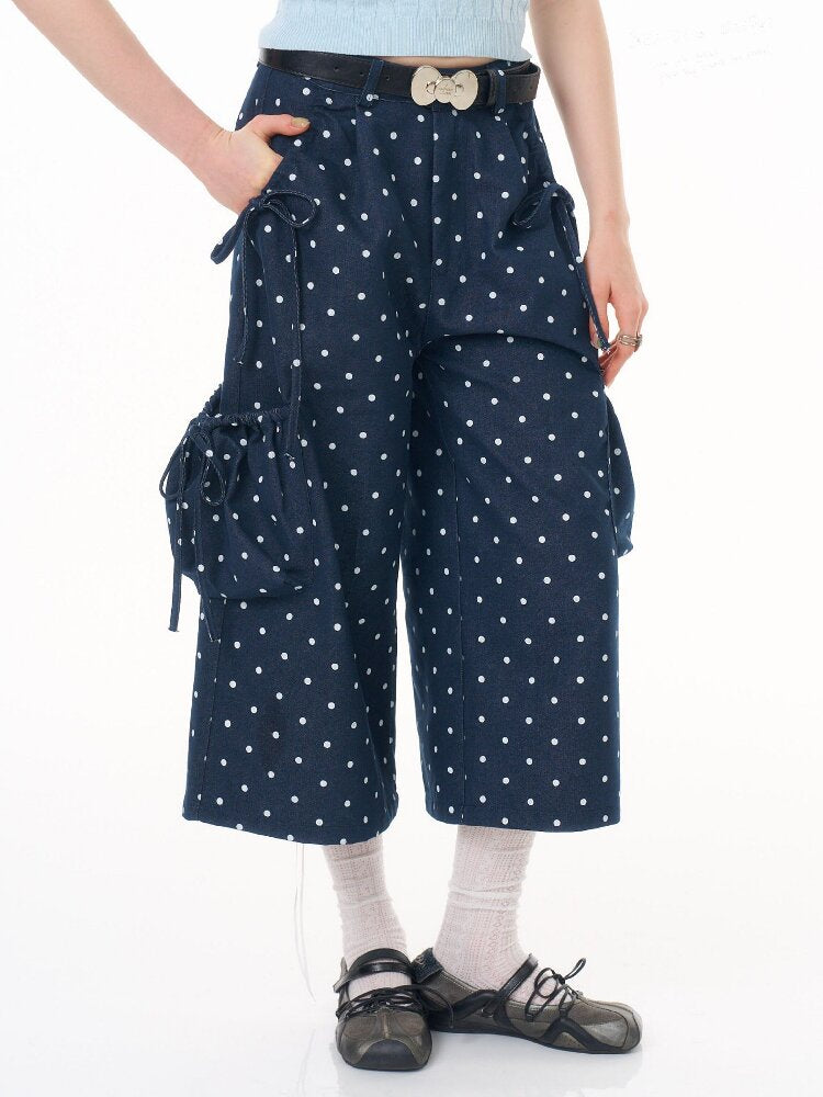 Dark Blue Polka Dot Casual Pants【s0000016603】