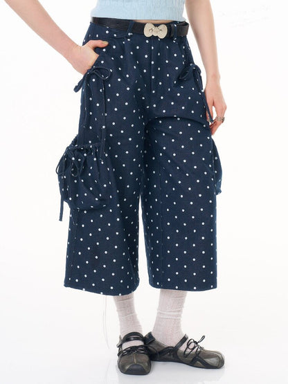 Dark Blue Polka Dot Casual Pants【s0000016603】