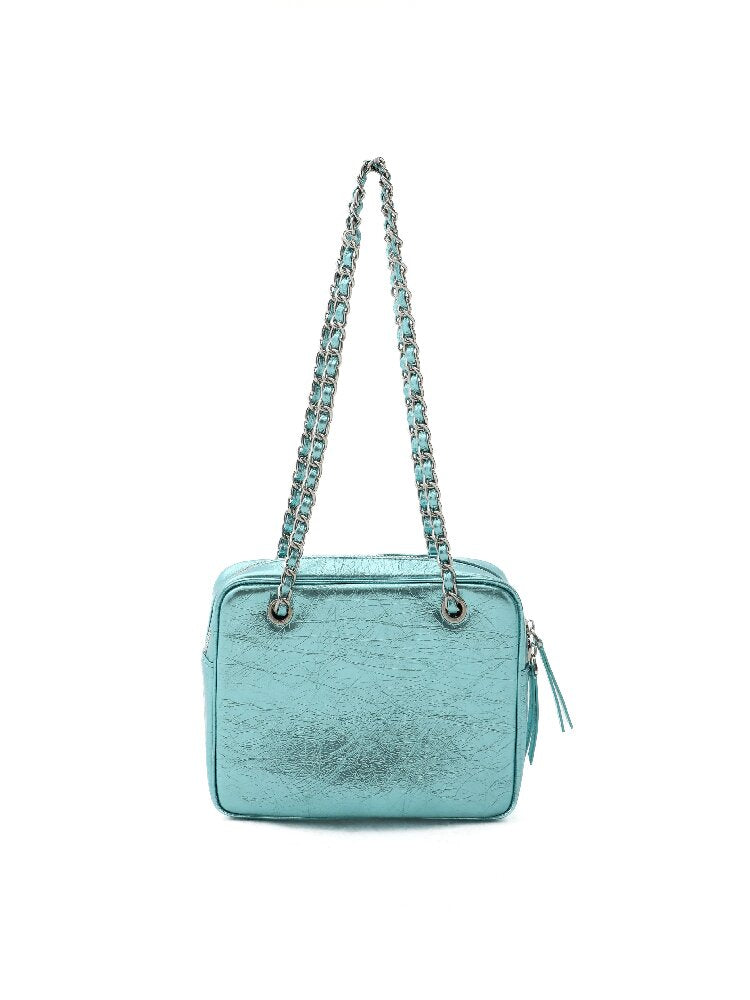 Cowhide Chain Lace Square Bag【s0000016414】