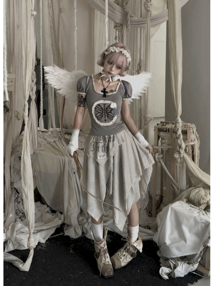 Bubble Sleeve Short Sleeve T-Shirt【s0000013525】