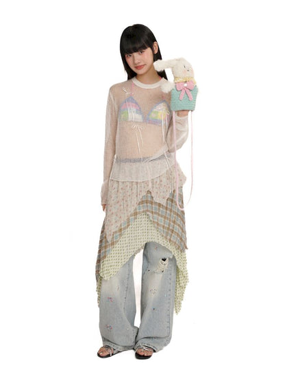 Irregular cut half skirt【s0000012545】