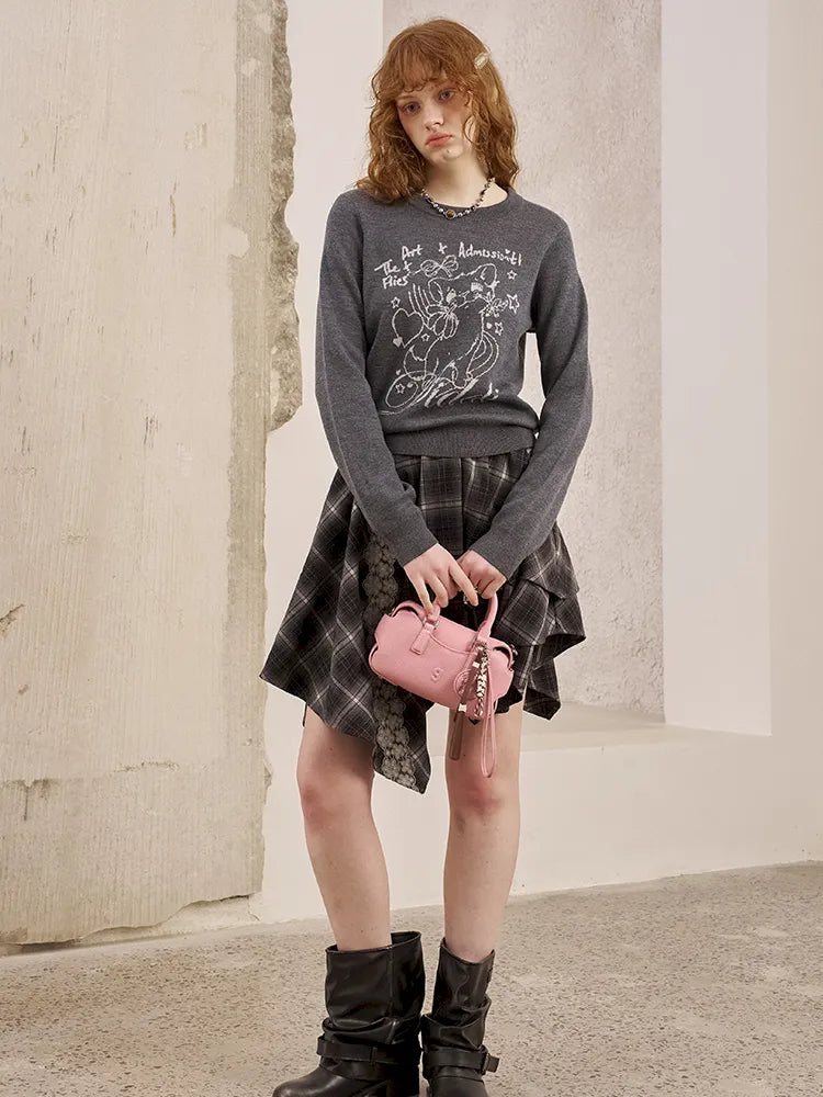 Kitten Crewneck Oversized Sweater Knit Top【s0000014065】