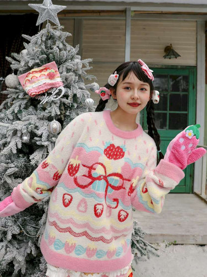Pink Mink Hair Strawberry Sweater【s0000015103】