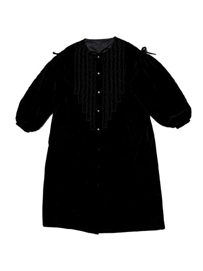 Wood Ear Trim Vintage Long Coat【s0000011337】