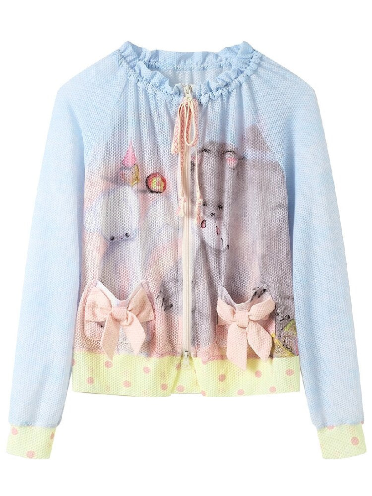 Illustration Mesh Cardigan Jacket【s0000017124】