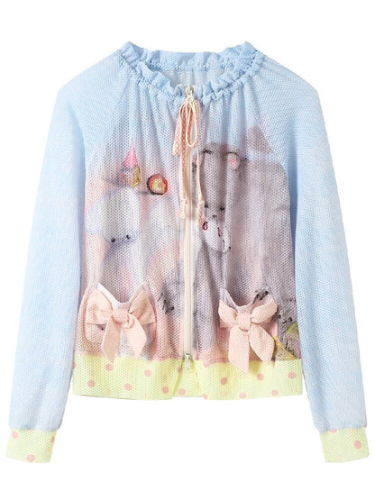 Illustration Mesh Cardigan Jacket【s0000017124】