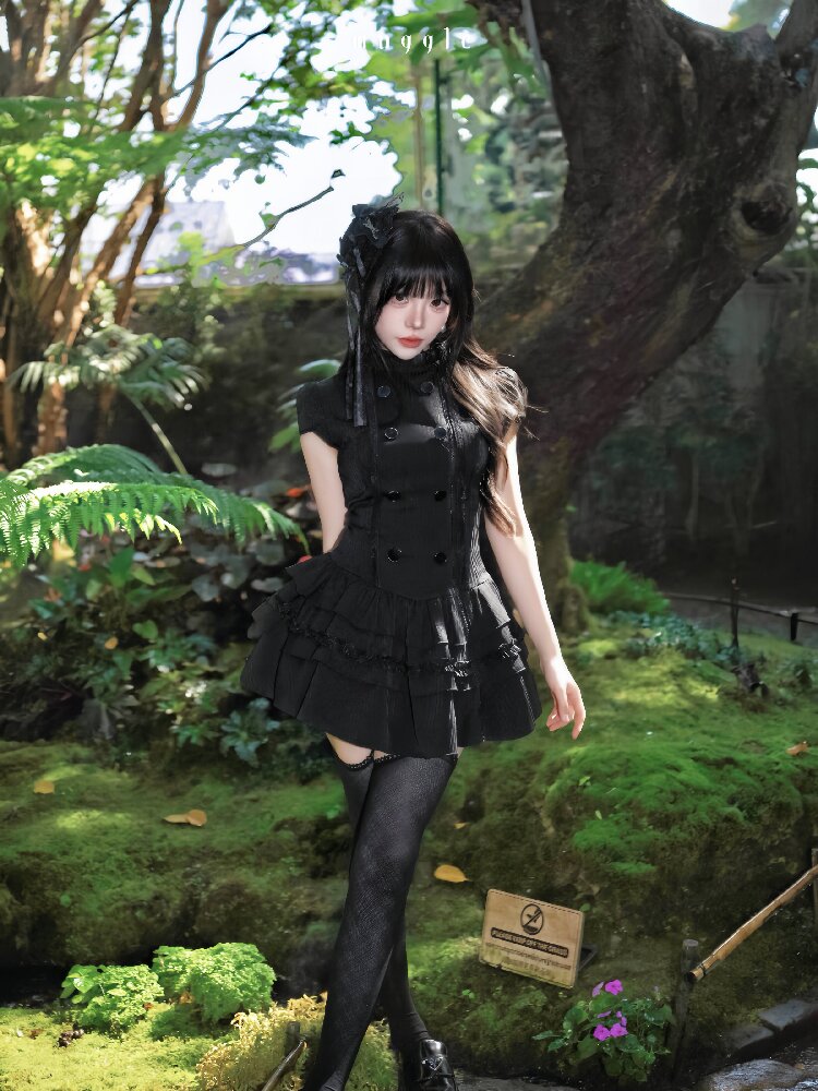 Gothic Lace Double Breasted Dress【s0000016939】