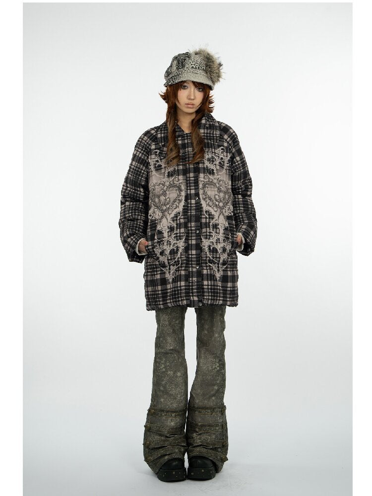 Retro Plaid Bear Love Down Jacket【s0000018077】