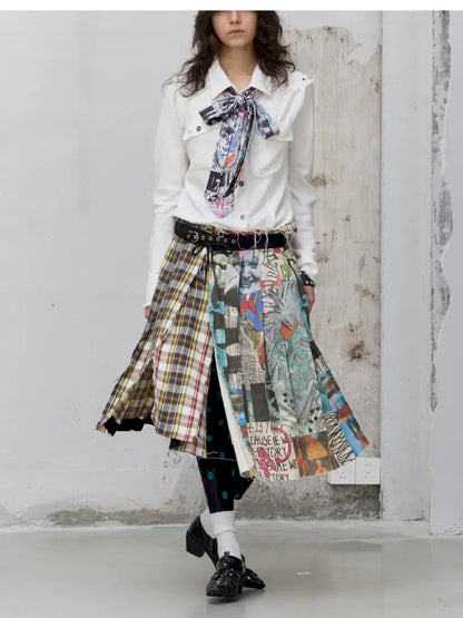 Frayed Waist Belt One-Piece Plaid Skirt【s0000014201】