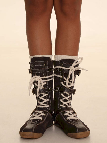 Lace Up Back Zipper Boxing Boots [s0000005989] 