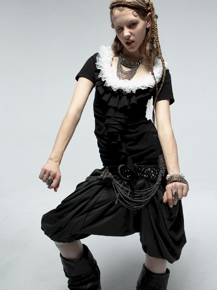 Multi-layer Lace Ruffle Slim T【s0000012213】