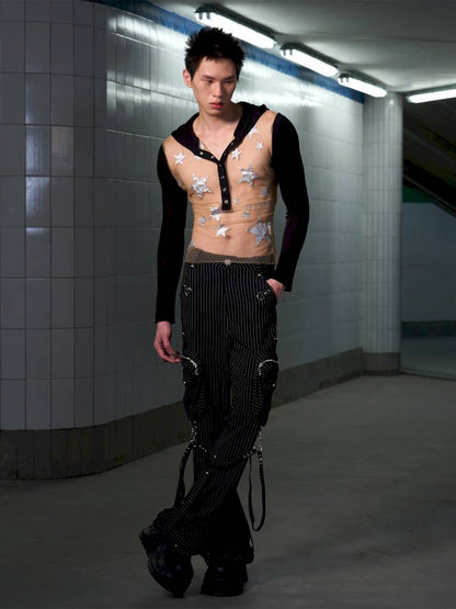 Mesh-Panel Long-Sleeve Top【s0000014416】