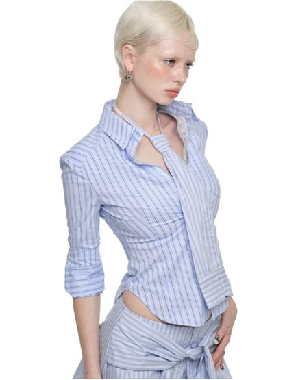 Fake Two Hook Button Slim Shirt【s0000011589】