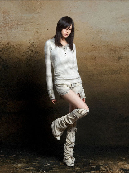 Double Layer Lapel Knit Inner Top【s0000011809】