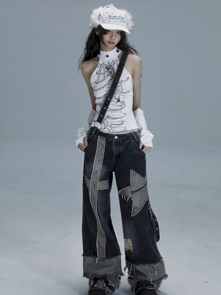 White Skinny Neck Tank Top【s0000013487】