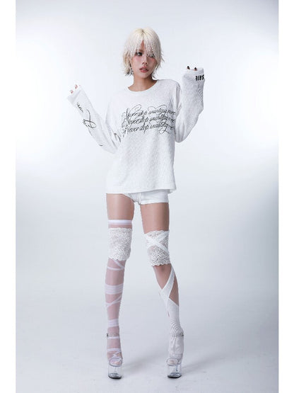 Flower Embroidered Waffle T-Shirt【s0000016186】