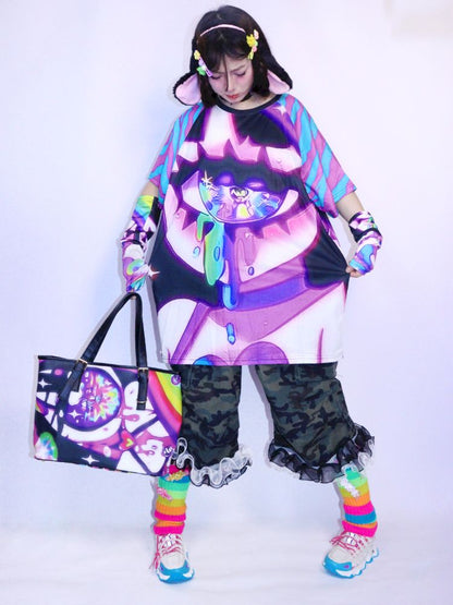 Neon Eye Y2K Shoulder Tote Bag【s0000013731】