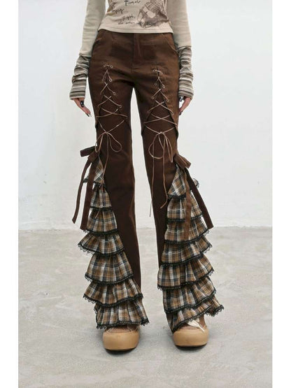 Plaid Strap Vintage Lace Slacks【s0000014832】