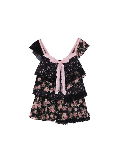 Irregular Fly-Sleeve Floral Camisole【s0000017249】