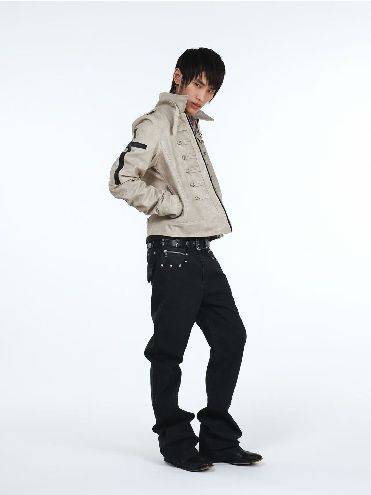 Snake Washed Pocket Stacked Jeans【s0000018191】