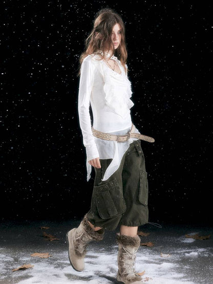 Distressed Pocket Cropped Pants【s0000014428】