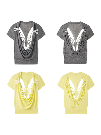 Skin Friendly Cutout Short Sleeve T Shirt【s0000017635】