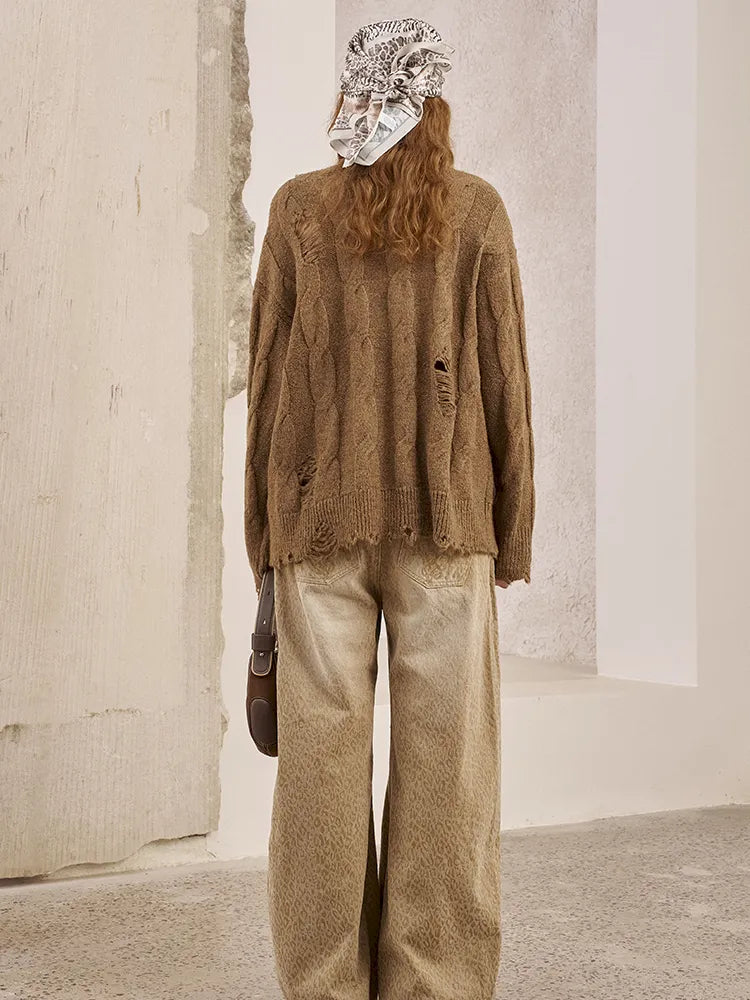 Long Sleeve Oversized Cable-Knit Pullover Sweater【s0000014051】