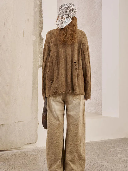 Long Sleeve Oversized Cable-Knit Pullover Sweater【s0000014051】