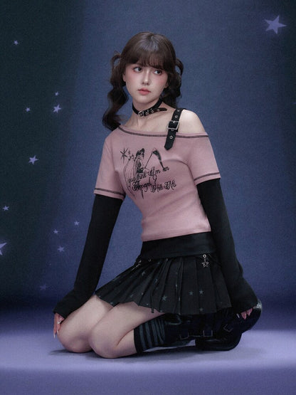 Fake Two Angel Printed T-shirt【s0000015767】