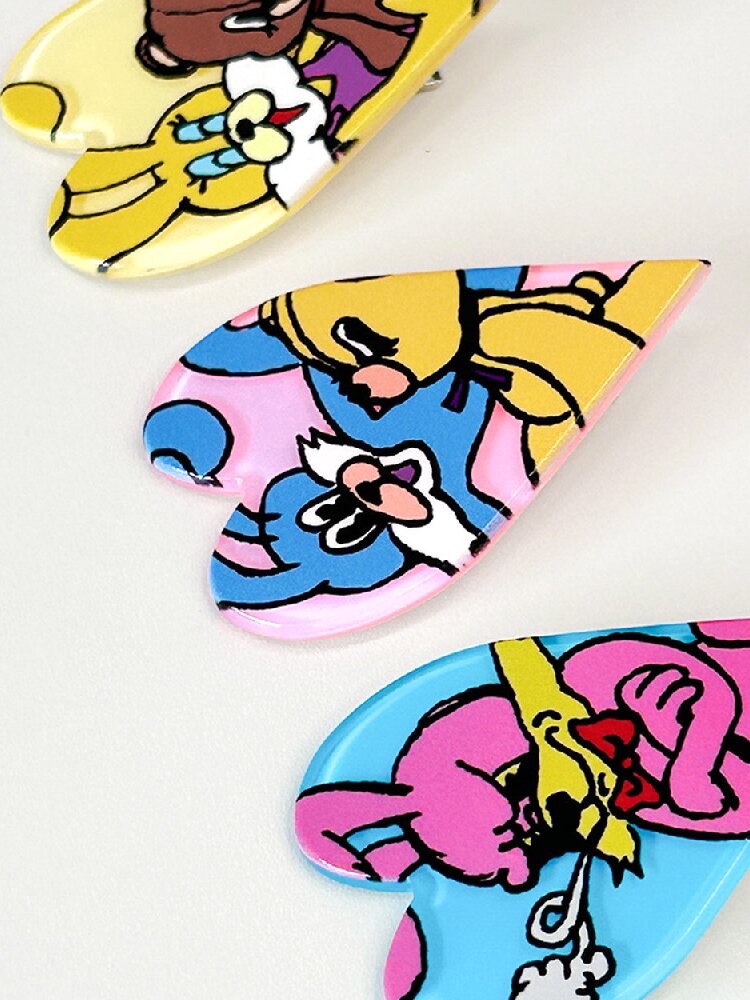 Colorful Rabbit Heart Acrylic Hair Clips【s0000019247】