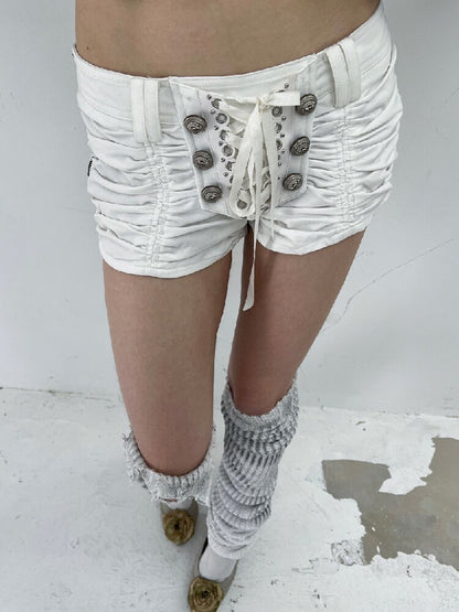 Vintage Metal Button Pleated Shorts【s0000015907】