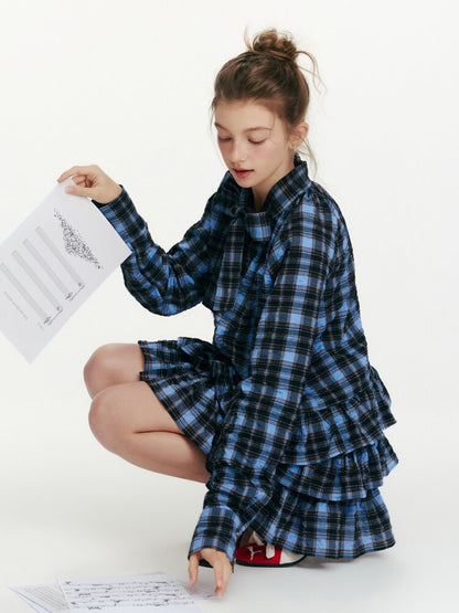 Twilight Rose Blue Plaid Dress【s0000015670】