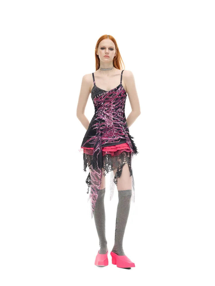 Punk-Chic Rock Y3K Digital Dress【s0000014007】
