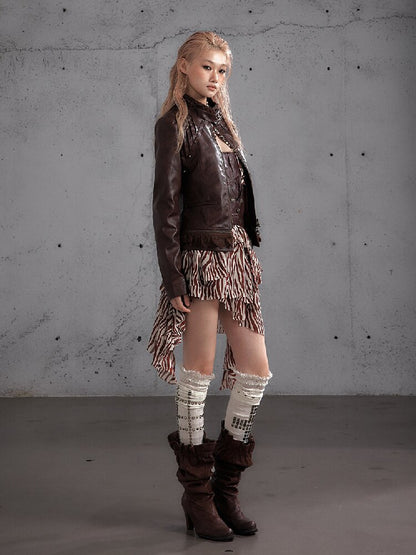 Riveted PU Leather Split Jacket【s0000019156】