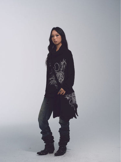 High Neck Loose Printed Sweater【s0000011228】