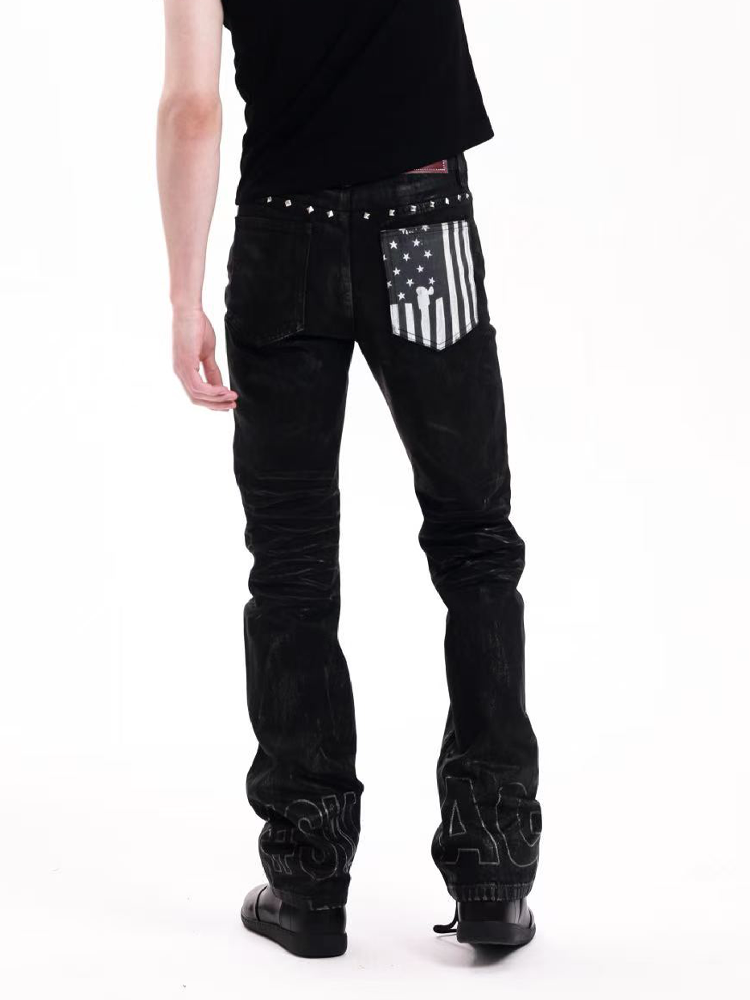 Heavy Waxed Rivet Star Stacked Jeans【s0000018254】