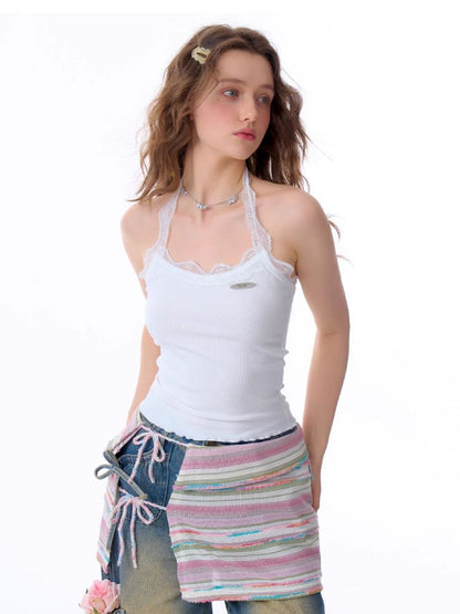 Lace Knit Hanging Neck Vest Camisole【s0000011678】