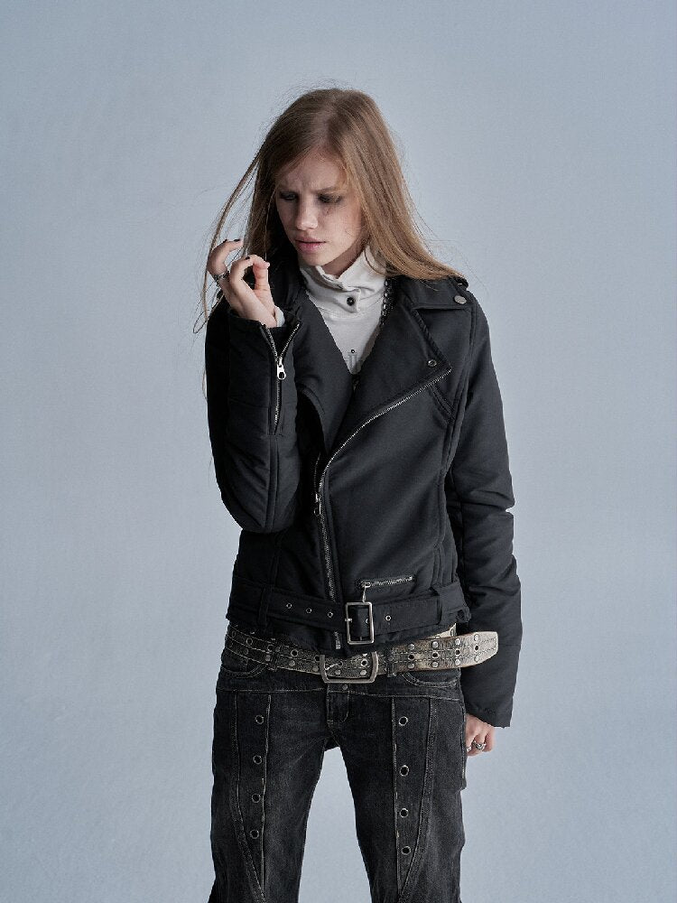 Punk Black Belted Cotton Jacket【s0000019090】