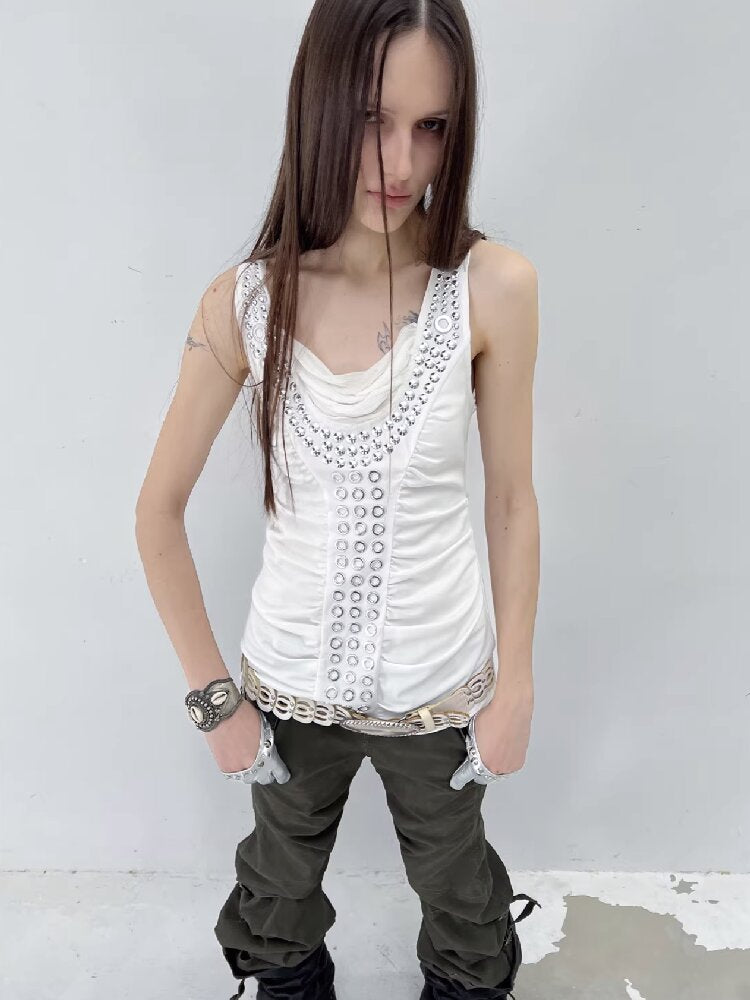 Metal Rivet Hooded I-Line Vest【s0000015911】