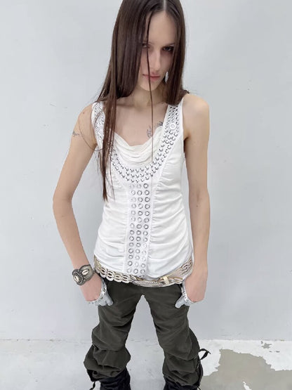 Metal Rivet Hooded I-Line Vest【s0000015911】